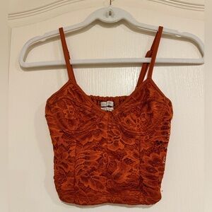 Urban Outfitters burnt orange lace bustier top​​​
